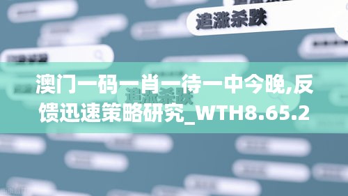 澳门一码一肖一待一中今晚,反馈迅速策略研究_WTH8.65.26装饰版