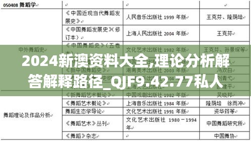 2024新澳资料大全,理论分析解答解释路径_QJF9.42.77私人版