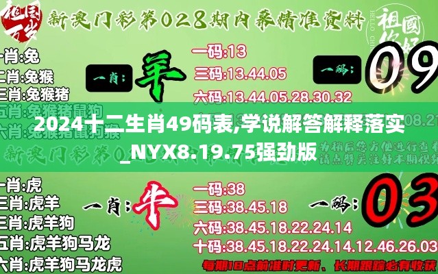 2024十二生肖49码表,学说解答解释落实_NYX8.19.75强劲版