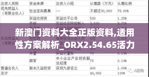 新澳门资料大全正版资料,适用性方案解析_ORX2.54.65活力版