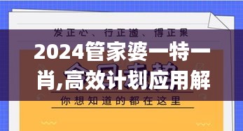 2024管家婆一特一肖,高效计划应用解答解释_IUL5.62.96启天境