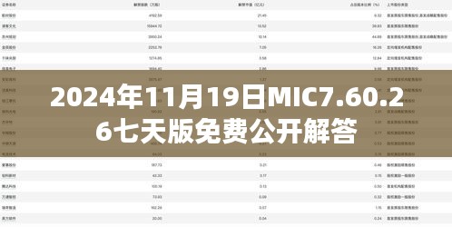 2024年11月19日MIC7.60.26七天版免费公开解答