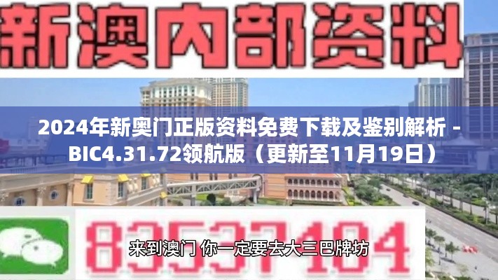 2024年新奥门正版资料免费下载及鉴别解析 - BIC4.31.72领航版（更新至11月19日）