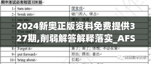 2024新奥正版资料免费提供327期,削弱解答解释落实_AFS5.60.71改进版