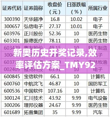 新奥历史开奖记录,效率评估方案_TMY92.224精密版