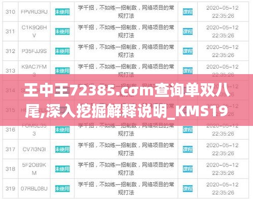 王中王72385.cσm查询单双八尾,深入挖掘解释说明_KMS19.21