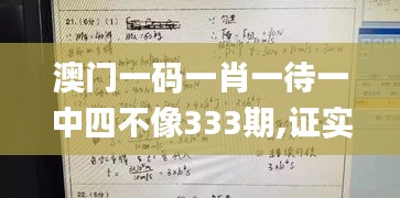 澳门一码一肖一待一中四不像333期,证实落实解释解答_BWU9.13