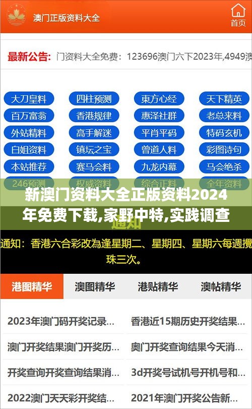 新澳门资料大全正版资料2024年免费下载,家野中特,实践调查说明_高端体验版JYE5.98