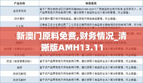 新澳门原料免费,财务情况_清晰版AMH13.11