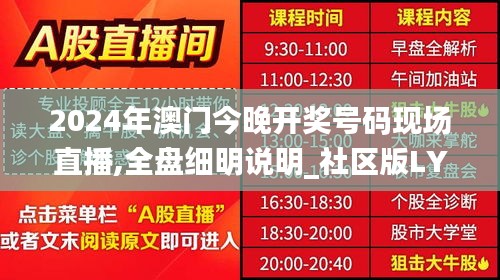 2024年澳门今晚开奖号码现场直播,全盘细明说明_社区版LYM7.18