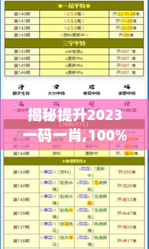 揭秘提升2023一码一肖,100%精准,综合计划评估_按需版ABF13.49