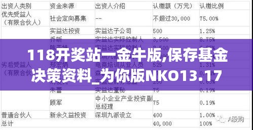 118开奖站一金牛版,保存基金决策资料_为你版NKO13.17