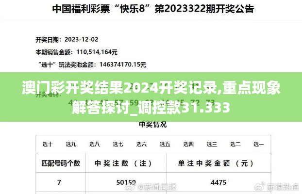 澳门彩开奖结果2024开奖记录,重点现象解答探讨_调控款31.333