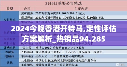 2024今晚香港开特马,定性评估方案解析_热销品94.285