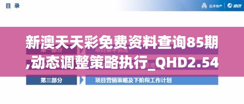 新澳天天彩免费资料查询85期,动态调整策略执行_QHD2.548