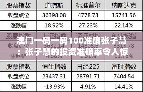 澳门一码一码100准确张子慧：张子慧的投资准确率令人惊叹