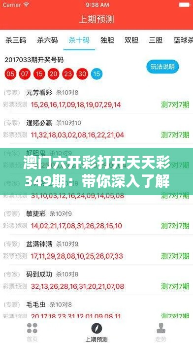 澳门六开彩打开天天彩349期：带你深入了解澳门彩市