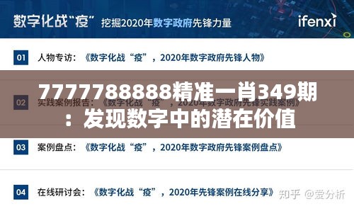 7777788888精准一肖349期：发现数字中的潜在价值