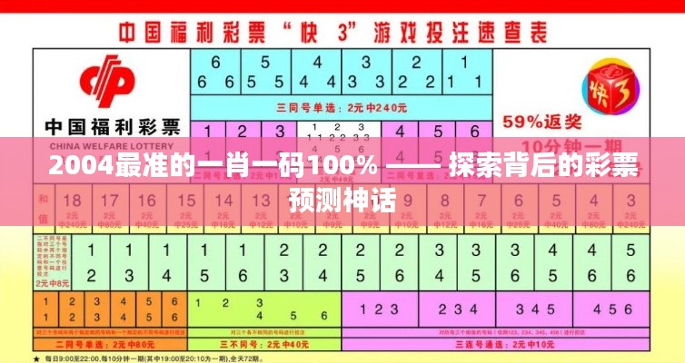 2004最准的一肖一码100% —— 探索背后的彩票预测神话