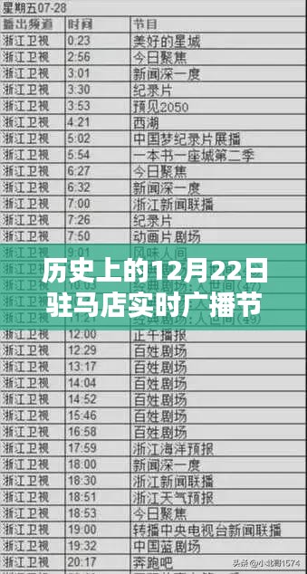 驻马店实时广播节目表，历史12月22日最新安排