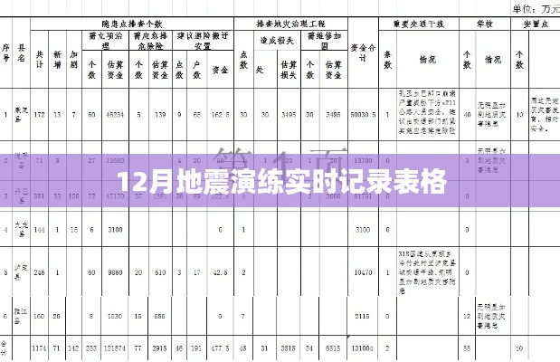 地震演练实时记录表格，12月演练情况记录