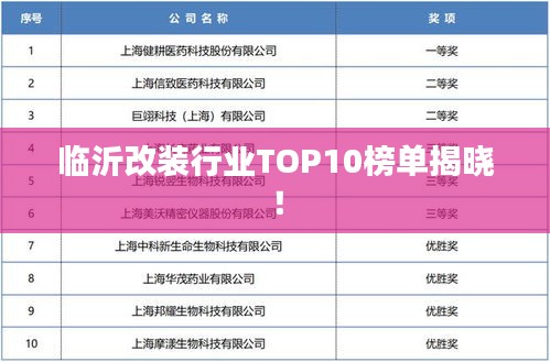 临沂改装行业TOP10榜单揭晓！