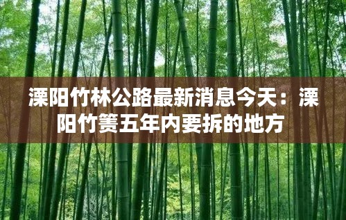 溧阳竹林公路最新消息今天：溧阳竹箦五年内要拆的地方 