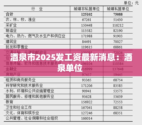 酒泉市2025发工资最新消息：酒泉单位 