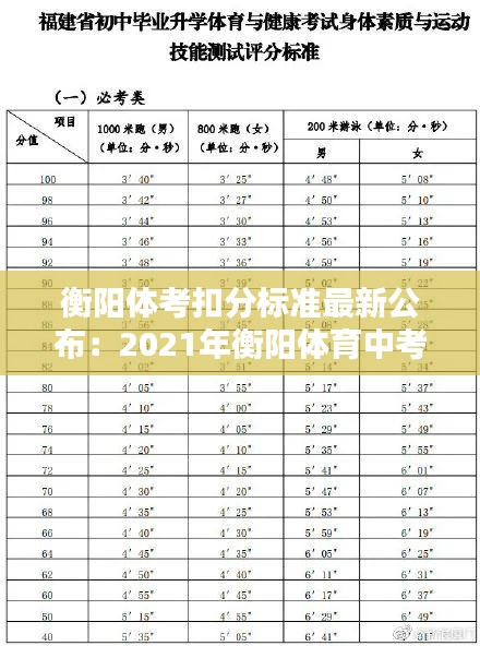 衡阳体考扣分标准最新公布：2021年衡阳体育中考标准 