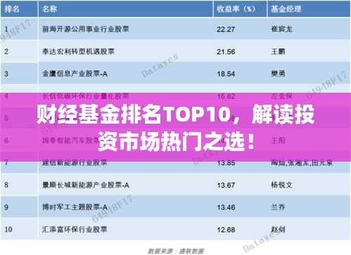 财经基金排名TOP10，解读投资市场热门之选！