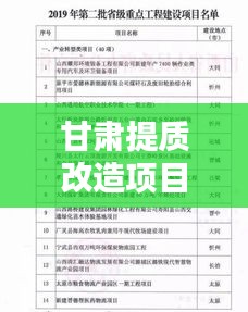 甘肃提质改造项目名单最新：甘肃最大的提灌工程 