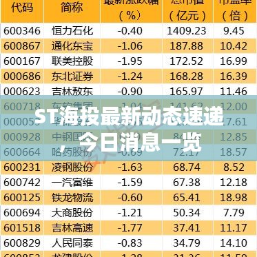 ST海投最新动态速递，今日消息一览