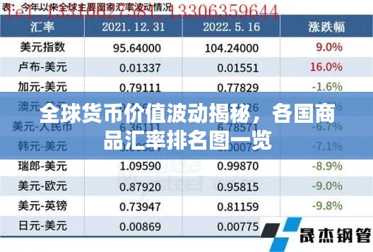 全球货币价值波动揭秘，各国商品汇率排名图一览