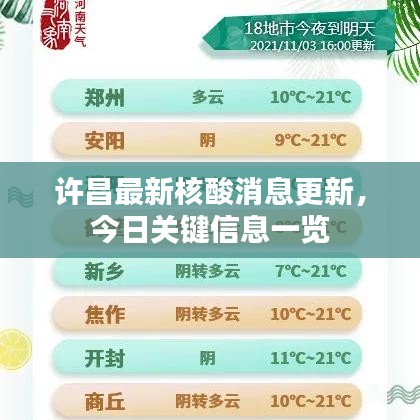 许昌最新核酸消息更新，今日关键信息一览