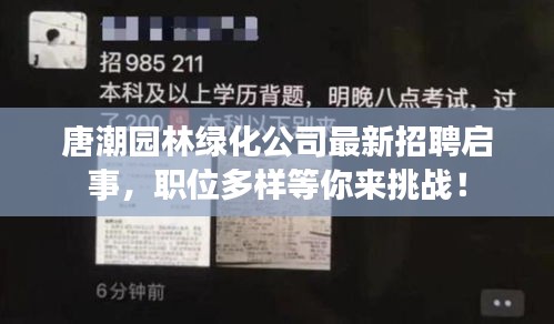 唐潮园林绿化公司最新招聘启事，职位多样等你来挑战！