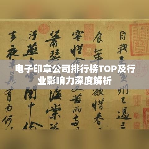 电子印章公司排行榜TOP及行业影响力深度解析