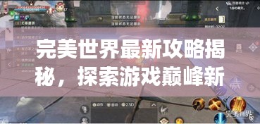 完美世界最新攻略揭秘，探索游戏巅峰新境界！