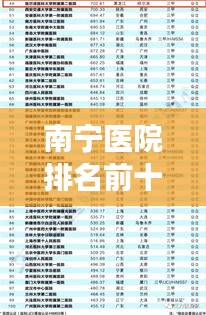 南宁医院排名前十榜单揭晓！最强医院盘点